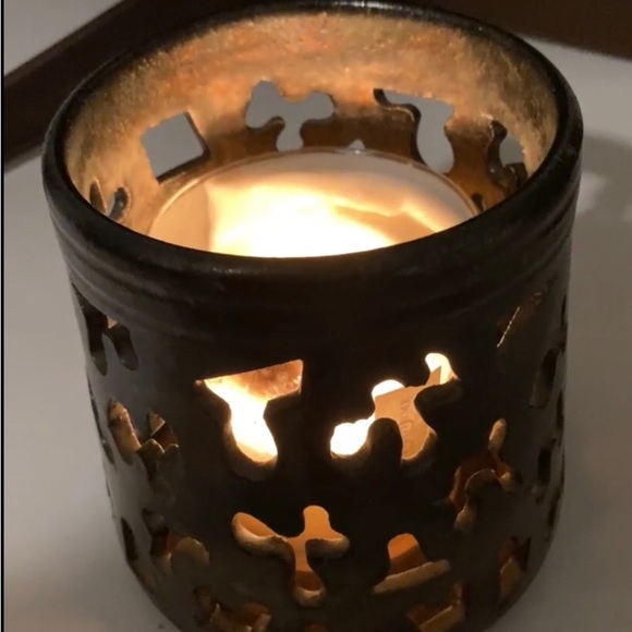 Cole Pottery Black Oxidized Candle Luminaire Red Clay W/ Black Oxidization - Picture 1 of 17